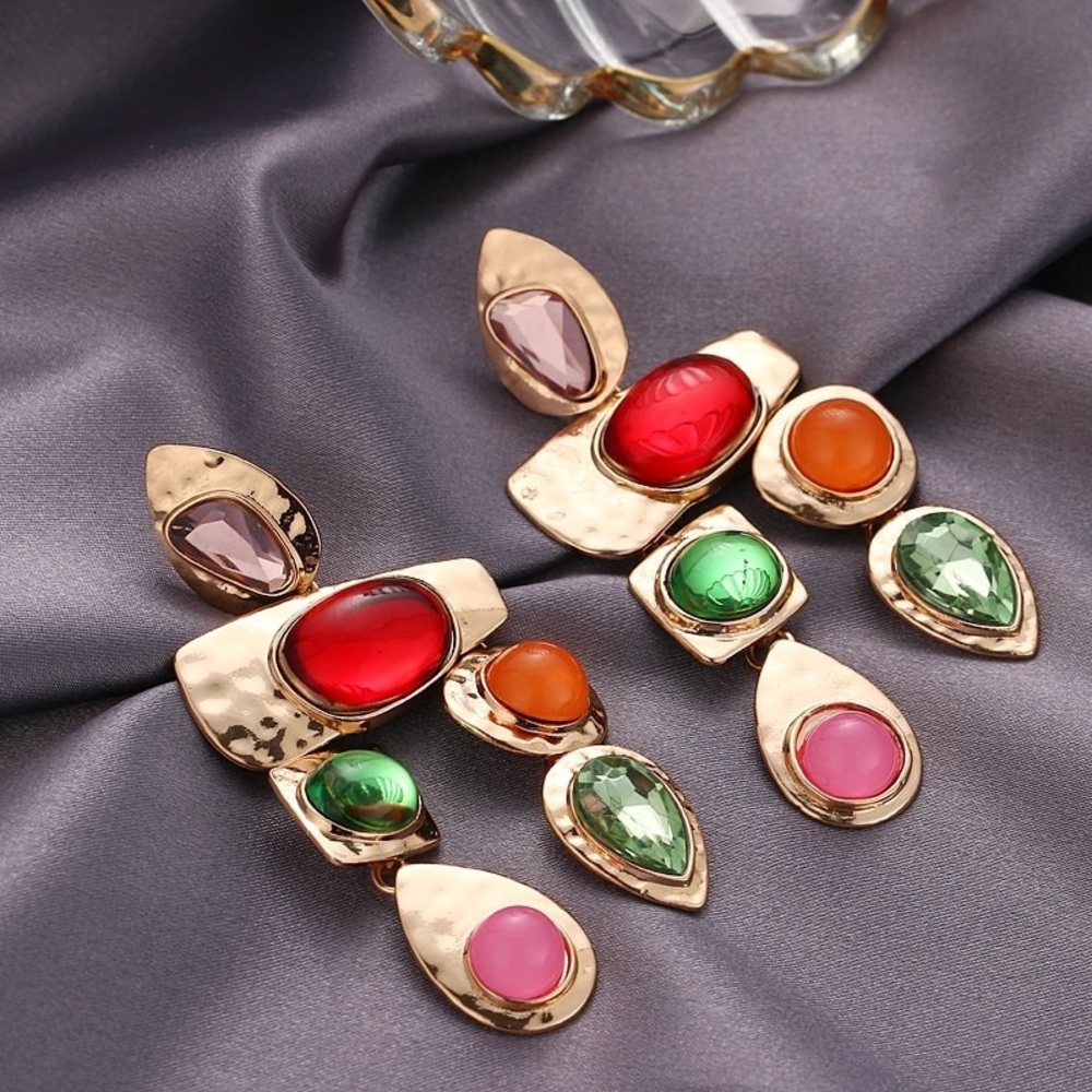 Gold Multicolored earrings - Picture 3 of 6